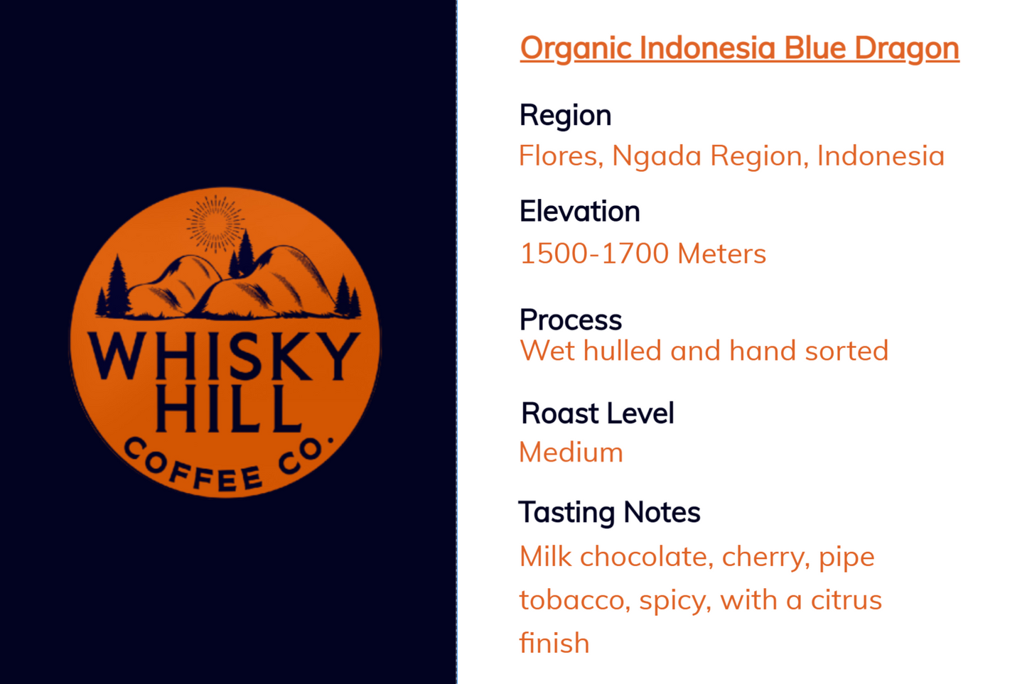 Organic Indonesian Blue Dragon Medium Roast